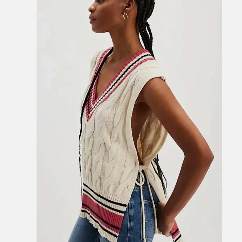 NWOT Free People Coastal prep Poncho vest academia preppy ONE SIZE